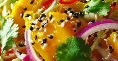 Asiatischer Sapitzkohl-Mango-Salat mit frischen Zutaten und Aromen