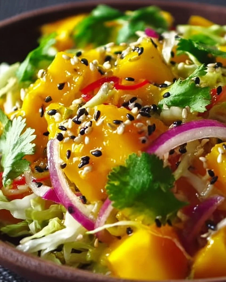 Asiatischer Sapitzkohl-Mango-Salat mit frischen Zutaten und Aromen