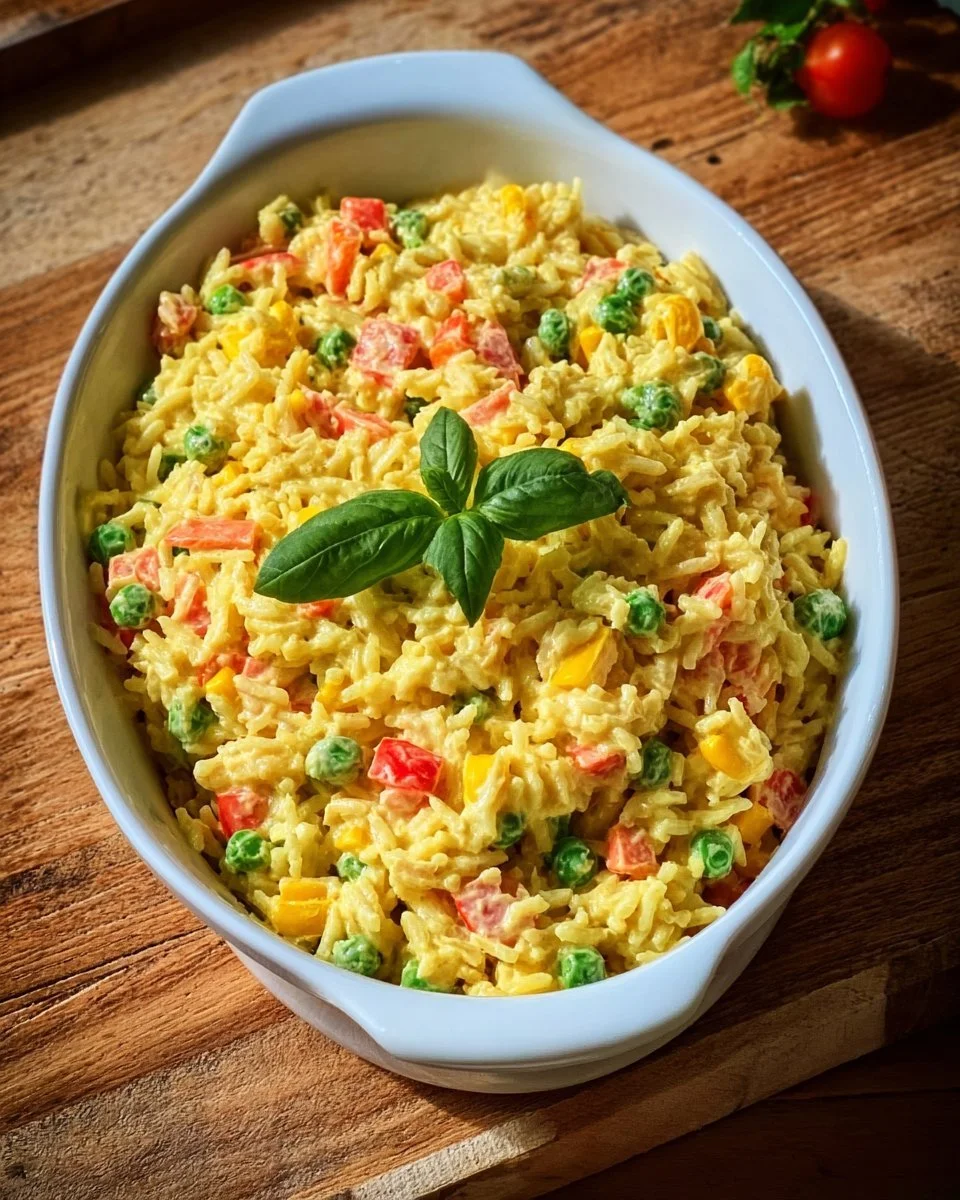 Bunter Reissalat mit Curry und frischem Gemüse