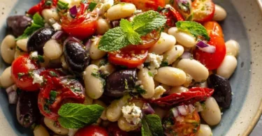 Dicke Bohnen Salat nach griechischer Art mit frischen Zutaten