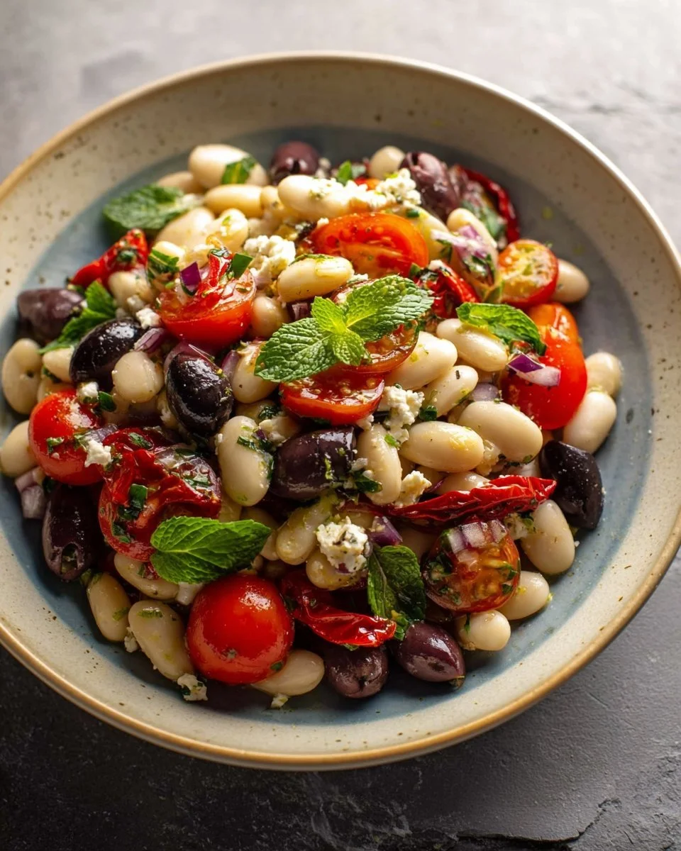 Dicke Bohnen Salat nach griechischer Art mit frischen Zutaten