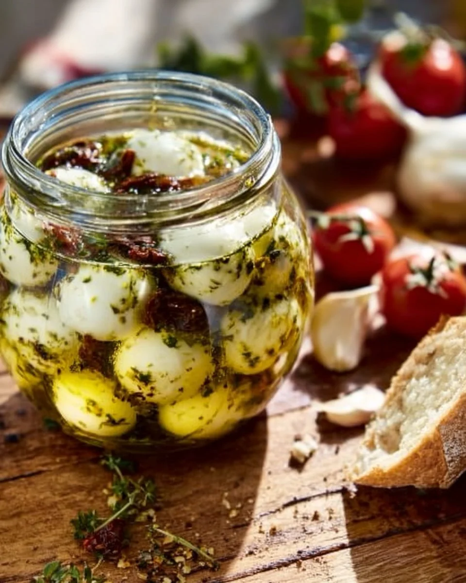 Eingelegter Mozzarella in einer Schüssel, ideal für Salate und Snacks.