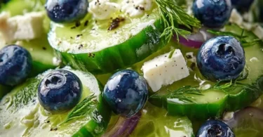 Erfrischender Gurken-Blaubeer-Salat mit frischen Zutaten