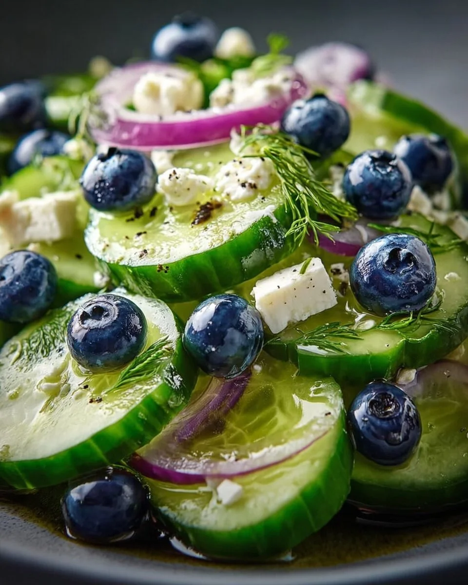 Erfrischender Gurken-Blaubeer-Salat mit frischen Zutaten