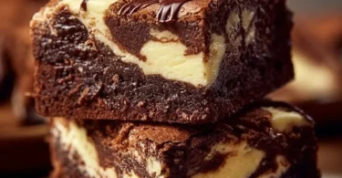 Leckere Frischkäse-Brownies auf einem Teller, perfekt für einen Genussmoment.