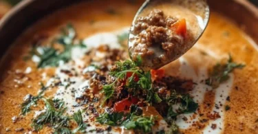 Friss-dich-dumm-Suppe in einer Schüssel mit frischen Zutaten
