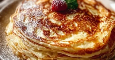 Leckere griechische Joghurtpfannkuchen auf einem Teller serviert