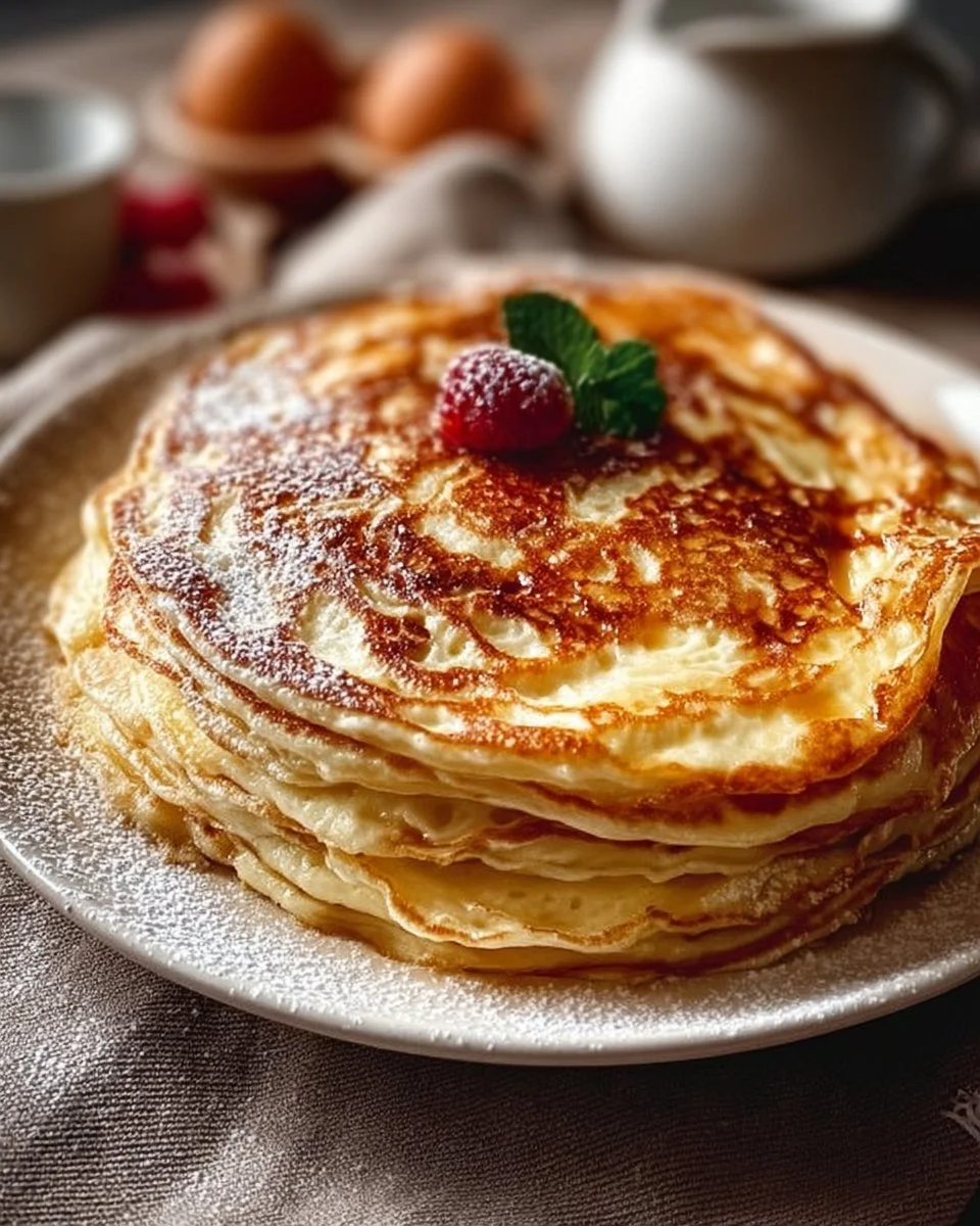 Leckere griechische Joghurtpfannkuchen auf einem Teller serviert