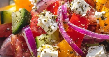 Griechischer Bauernsalat mit frischem Gemüse und Feta-Käse