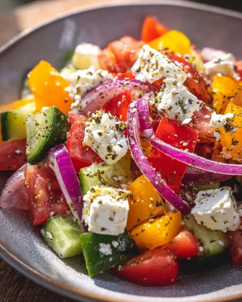 Griechischer Bauernsalat mit frischem Gemüse und Feta-Käse