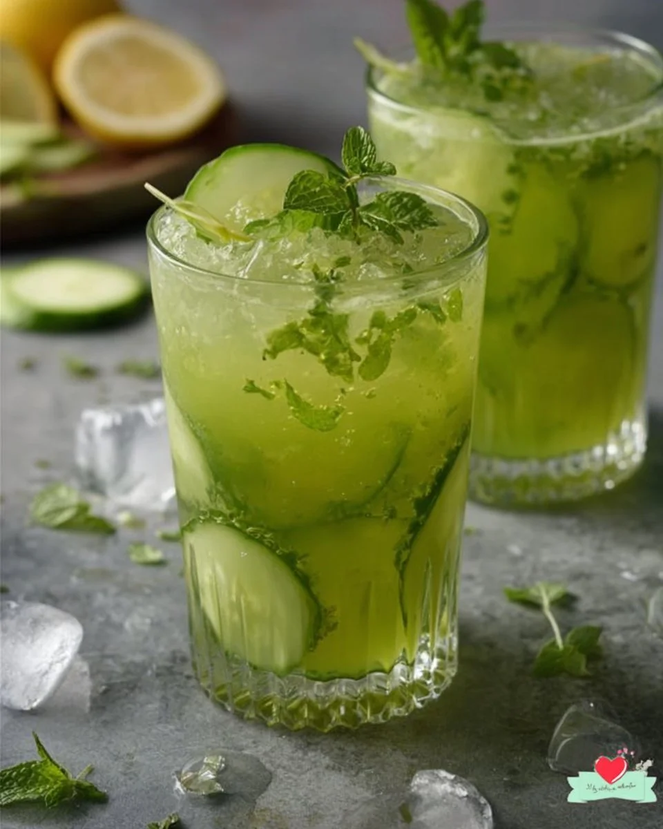 Gurkenlimonade mit Ingwer und Minze in einem Glas