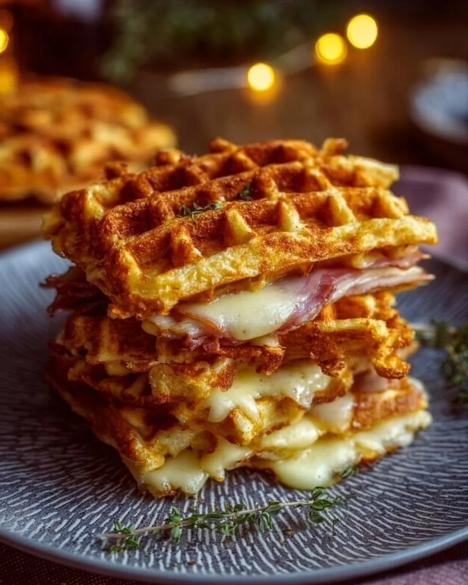 Herzhafte Waffeln mit Schinken und Käse einfach genießen!