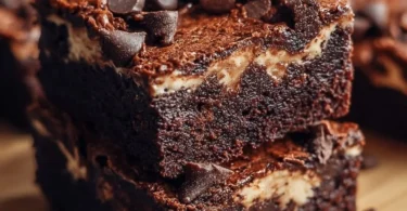 Hüttenkäse-Protein-Brownies in einer Schüssel, gesund und schokoladig