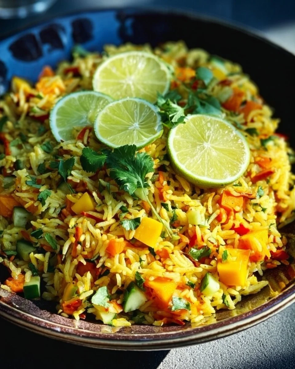 Indisch gewürzter Reissalat mit Mango