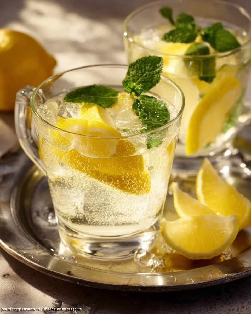 Glas mit Kalte Ente Drink, einem erfrischenden Mix aus Wein und Sekt.