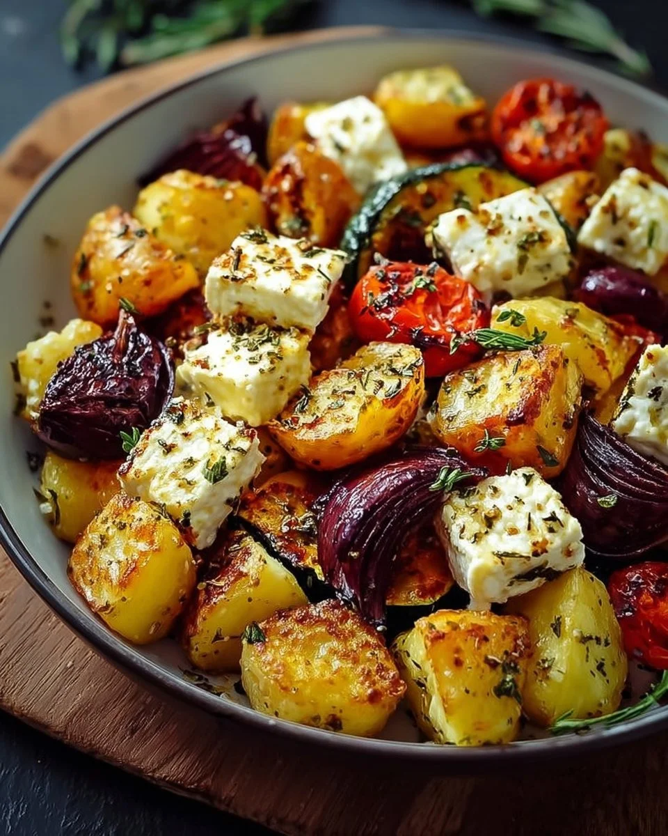 Köstliche Feta Kartoffeln Ofengemüse im Ofen zubereitet