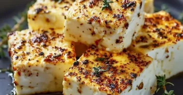 Köstlicher Feta im Airfryer zubereitet mit knuspriger Kruste