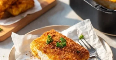 Panierter Feta aus der Heißluftfritteuse, knusprig und lecker serviert