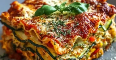 Proteinreiche Gemüse-Lasagne mit frischem Gemüse und schmackhaftem Käse