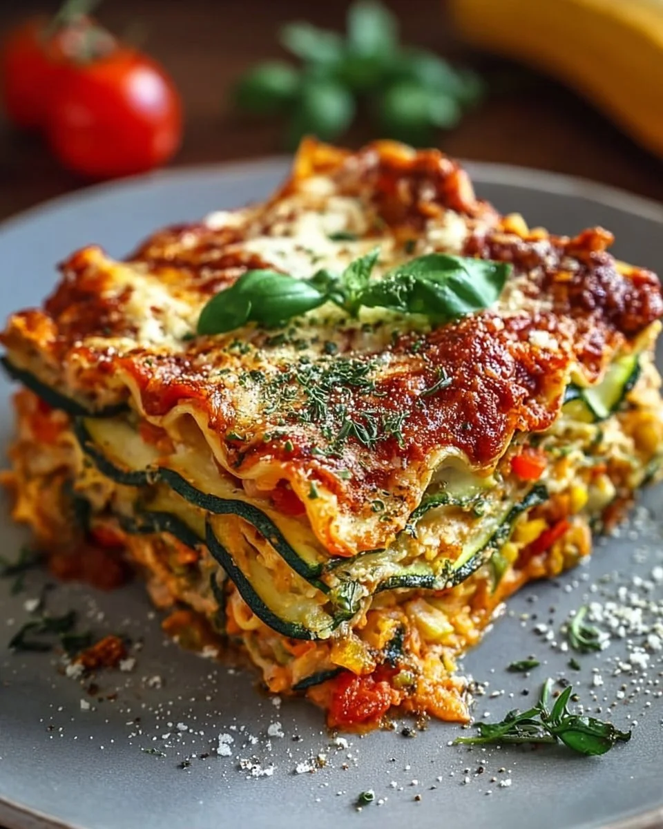 Proteinreiche Gemüse-Lasagne mit frischem Gemüse und schmackhaftem Käse
