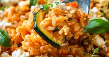 Reispfanne mit Zucchini und Feta, eine gesunde und schmackhafte Mahlzeit