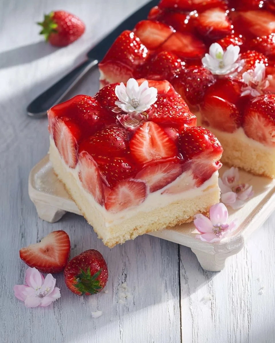Richtig saftiger Erdbeerkuchen