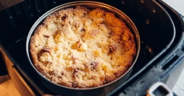 Schneller Apfelkuchen aus der Heißluftfritteuse auf einem Teller