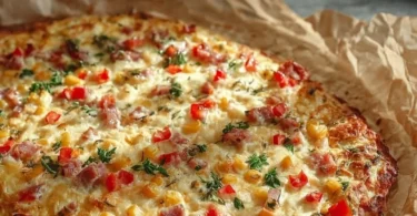 Leckere Schüttelpizza auf einem Teller mit frischen Zutaten