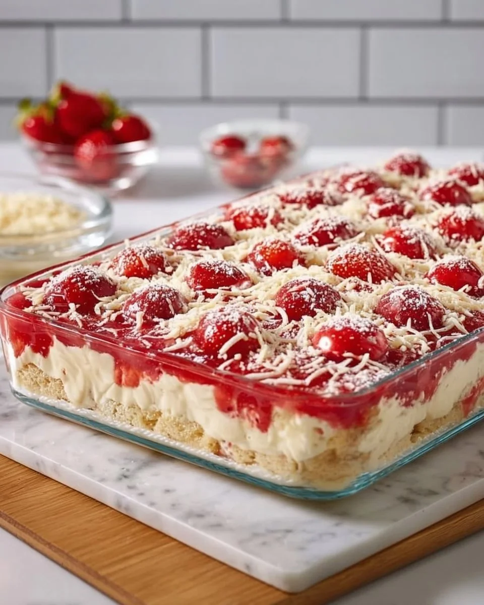 Spaghettieis-Blechkuchen in einer appetitlichen Präsentation
