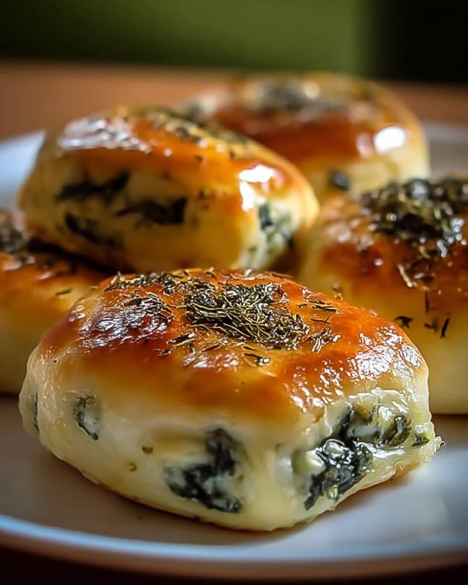 Spinat Hüttenkäse Flagels auf einem Teller, frisch serviert