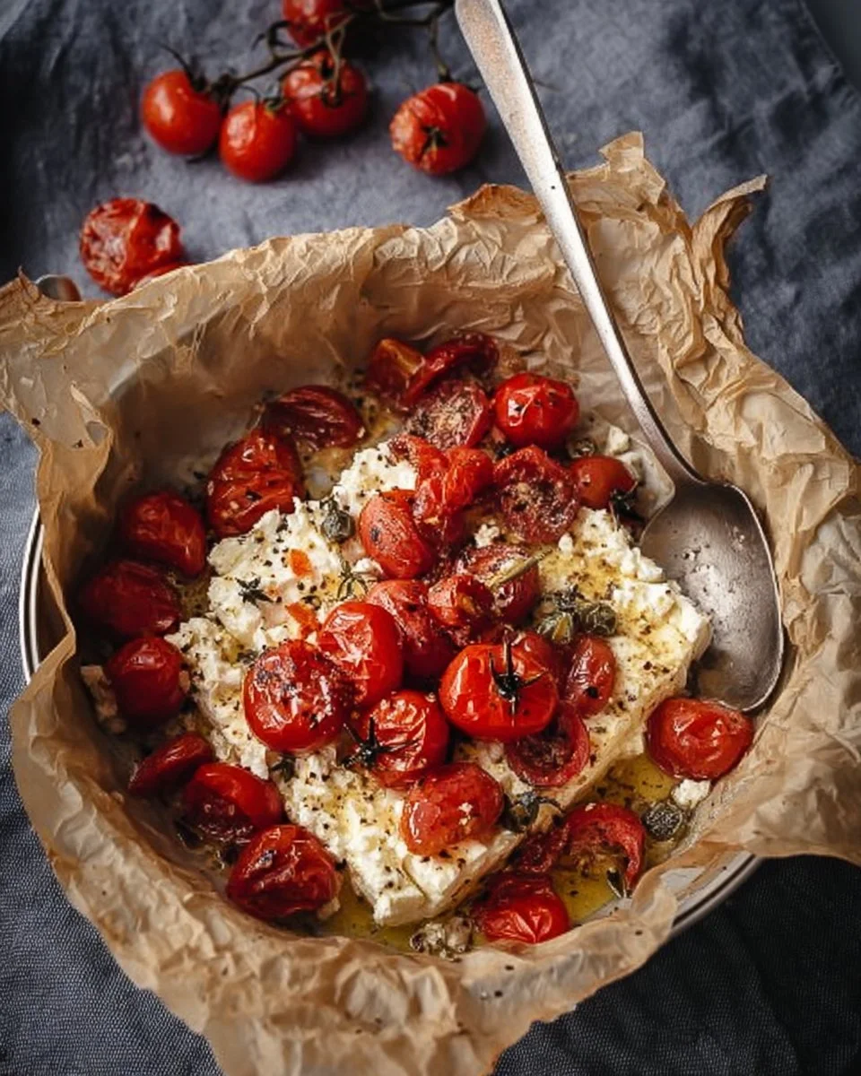 Überbackener Feta im Airfryer mit Tomaten und Zwiebeln, köstliches Rezept